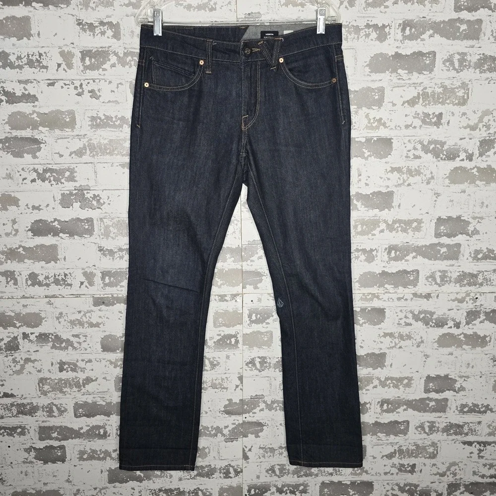 Volcom Jeans Mens 32x32‎ Vorta Slim Straight Leg Low Rise Dark Blue Wash Denim
